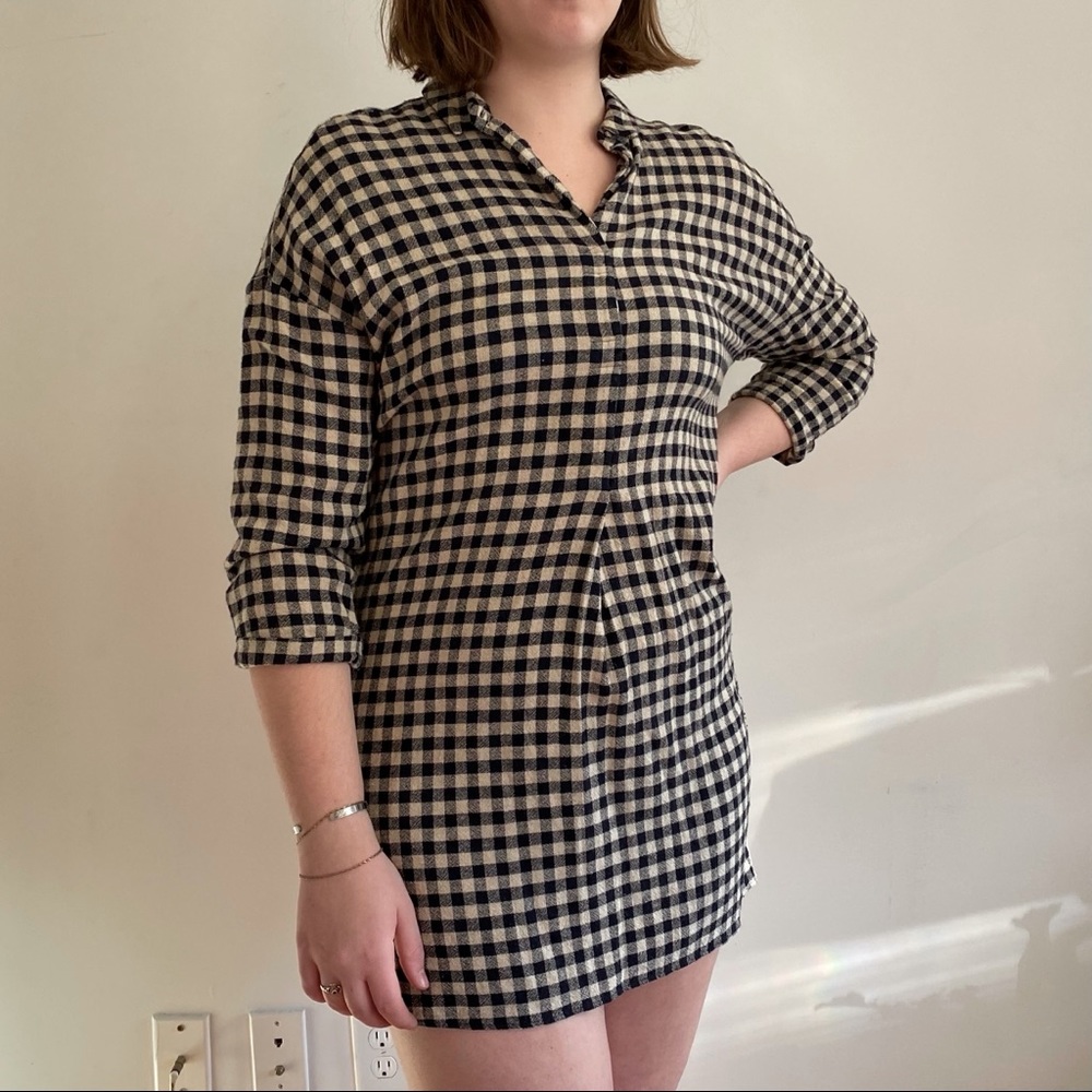 Zara Basic Plaid Viscose&Wool Dress
